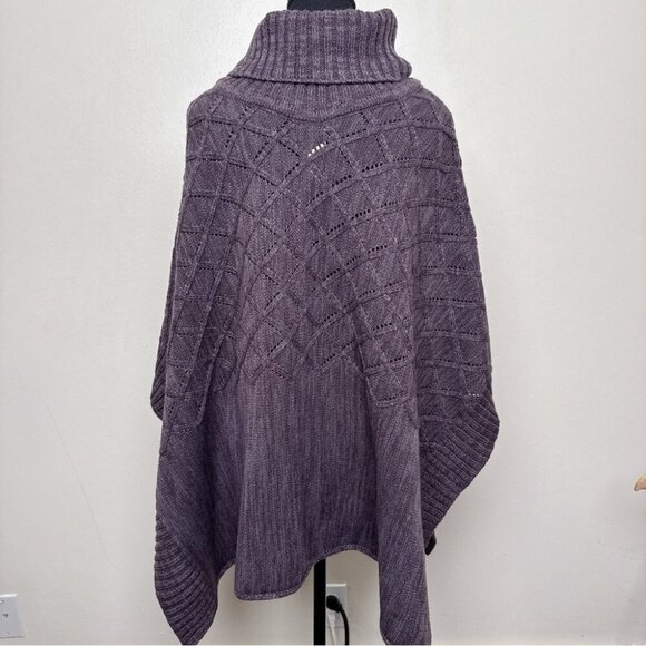 Roots Womens One Size Wool Cable Turtle Neck Poncho Sweater - Picture 2 of 13